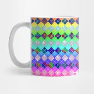 Abstract Rainbow Argyle Pattern Mug